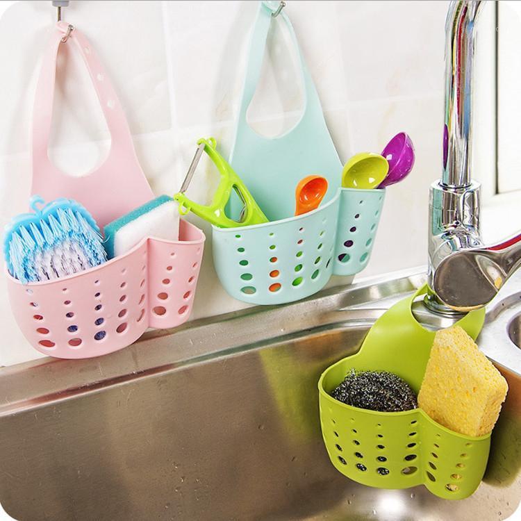 

Adjustable Kitchen Bathroom Sink Sponge Hanging Shelving Rack Drain Faucet Storage Pail Shelves 4 Colors Hanging Basket Drain1