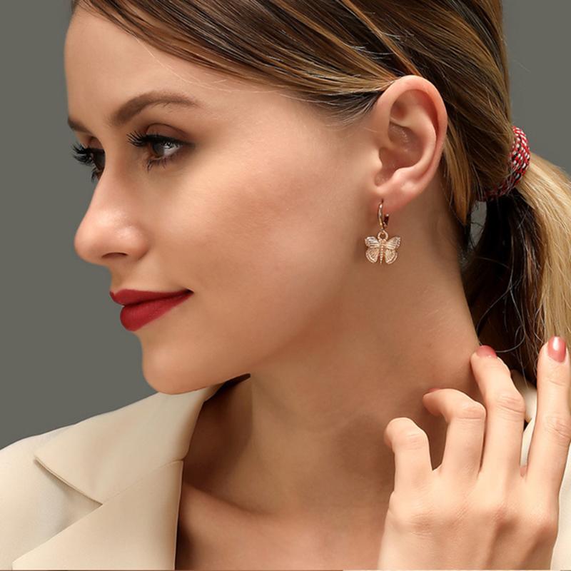 

Modyle Prevent Allergy Silver color Zircon Butterfly Earrings For Women Girl Gift pendientes oorbellen