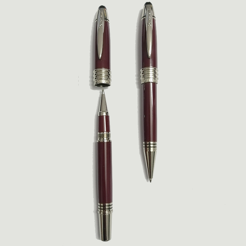 

Luxury Pens Wine Red John F Kennedy Classic Rollerball Pen Ballpoint-Pen With Silver Trim-Pen For Business Gift, As picture shows