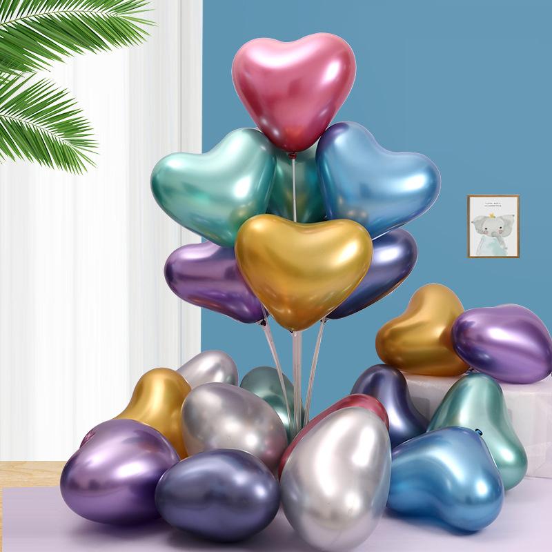 

Party Decoration 12inch Heart Metallic Balloon Love Romantic Creative Supplies Wedding Birthday Helium