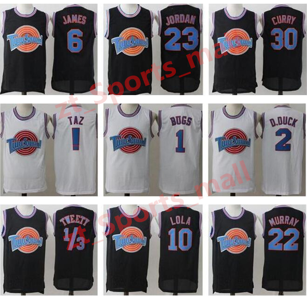 

Space Jam Jersey Movie Tune Squad Looney Daffy Duck Bill Murray Lola Bugs Bunny TAZ Tweety Michael James Curry Basketball Shorts Black White, Select the product number