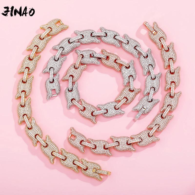 

Jinao New 10MM + CZ High Quality Miami Cuban Chain Iced Bracelet Men and Women Hip Hop Jewelry For Gift