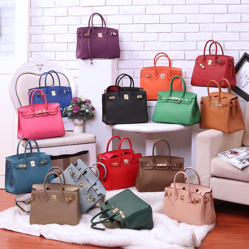 

2020 New Genuine Leather Birkin Bag Womens Same Type as TikTok Portable Big Bag First Layer Cowhide Mini Shoulder Kelly Womens Bag