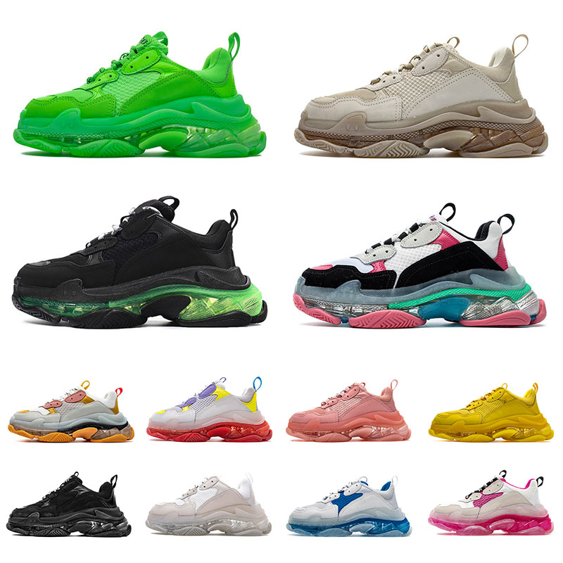 

triple s Desinger Sneakers clear sole Mens Dad Casual Luxury Shoes White Black Fluo Green Balanciaca Women Lady Trainers, 36-45 (9)