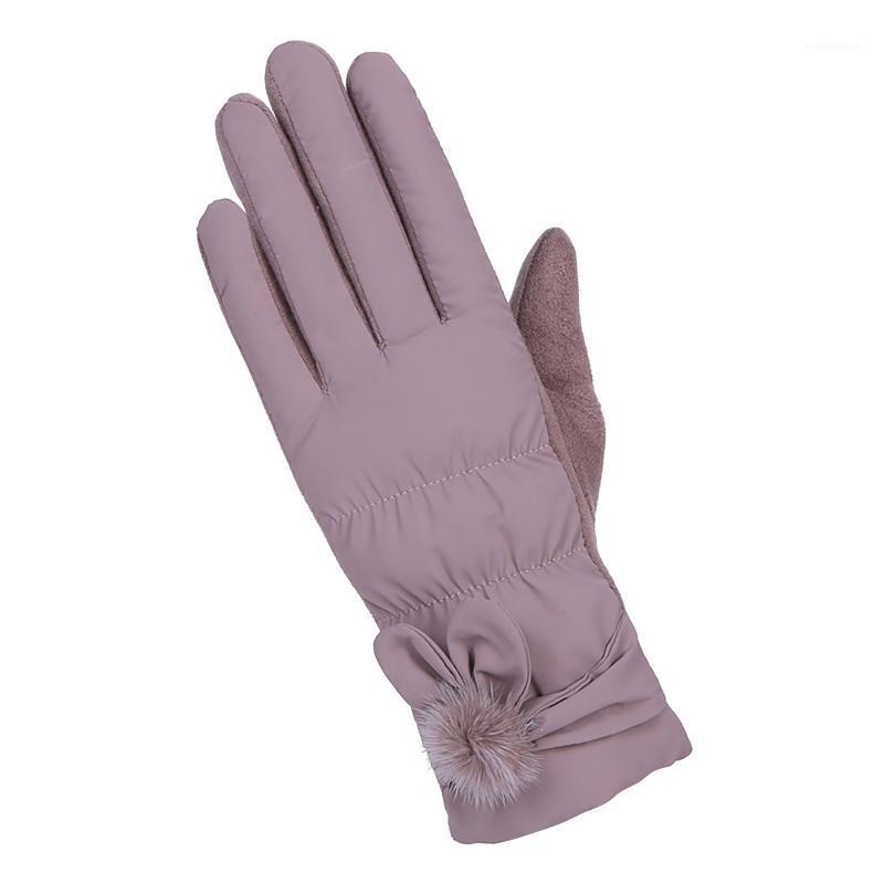 

Fashion Women's Floral Pattern Shape Winter Fleece Gloves Ladies Fashion Windproof Cycling All Fingers Gloves Female Handschoen1