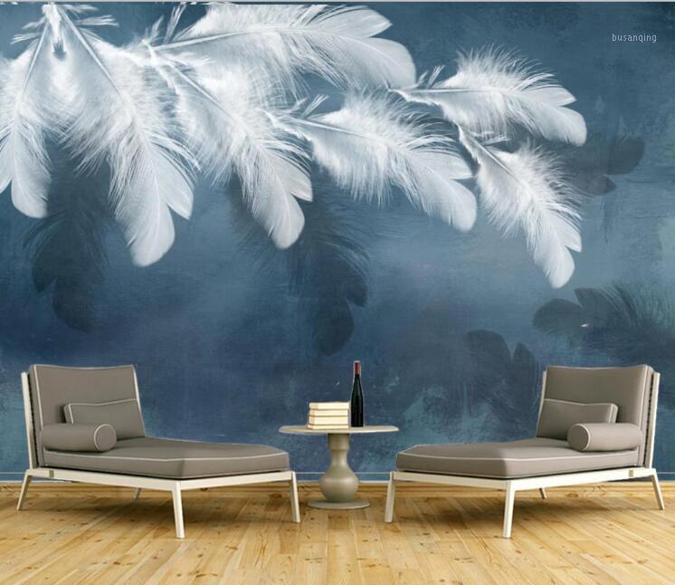 

CJSIR Custom Papel De Parede 3d Mural Wallpaper Nordic White Feather Mural Wall Paper Living Room TV Bedroom 3D Fresco Home1, As the pictures