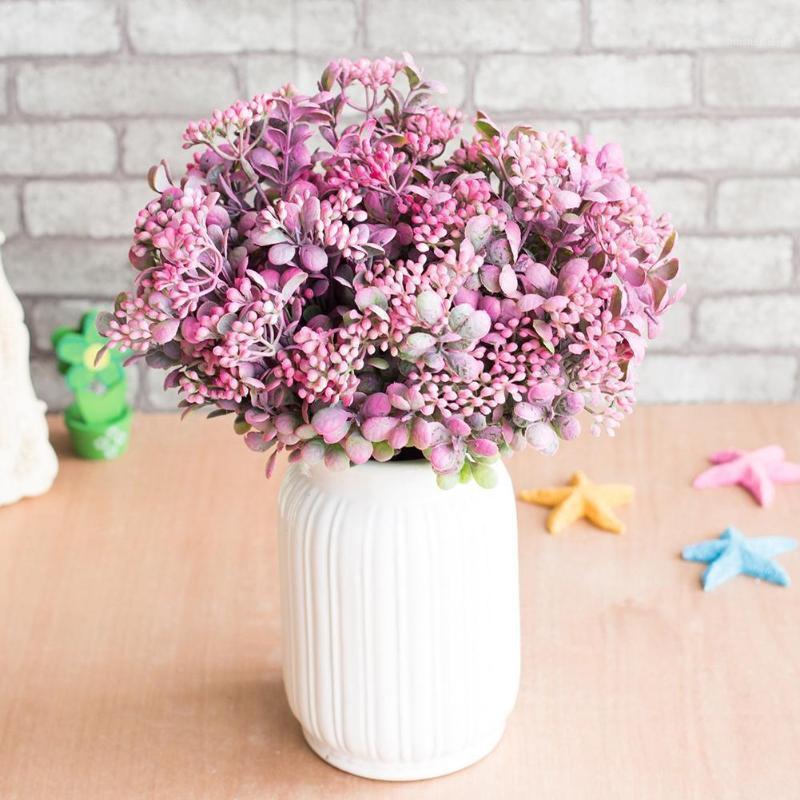 

2 Branches Green Artificial Milan Grass Bouquet Artificial Mini Living Wedding Plants Home Flowers Outdoor Room Leaf Decora P8E71, Pink