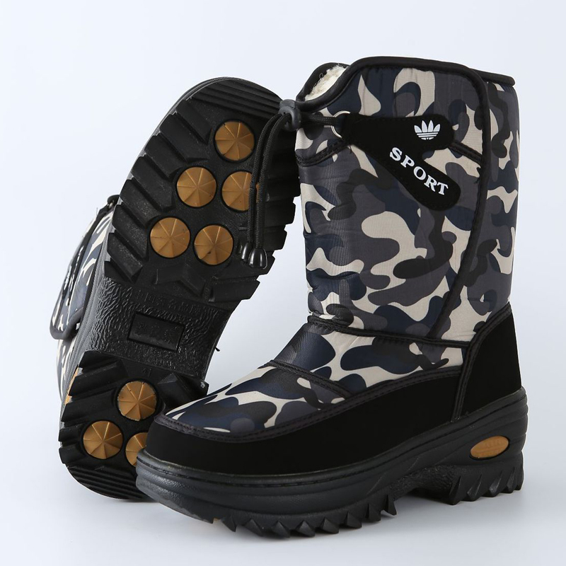 

Male 2020 for man snow mid-male calf Winter shoes thick teddy Hot non-slip boots, 501blue camouflage