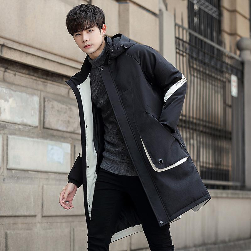 

Men's down jacket 2020 winter new down jacket men's middle long fashionable thickened warm coat coat, Black