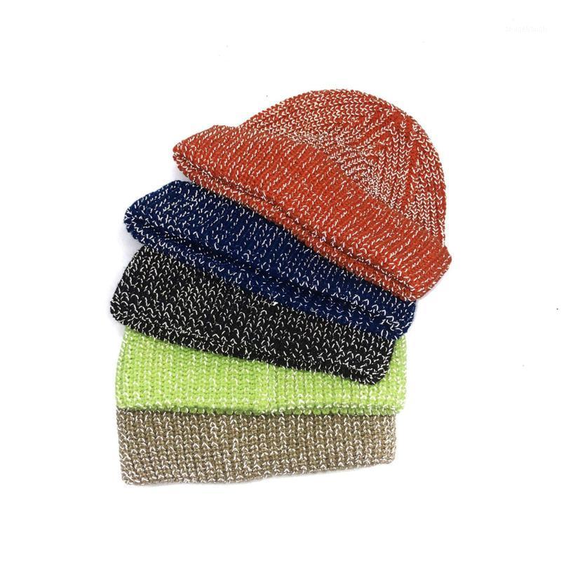 

2020 Women Knitted Reflective Beanie Hat Ski Cap Unisex Cool Slouchy Cuffed Warm Hat Caps Cheap1
