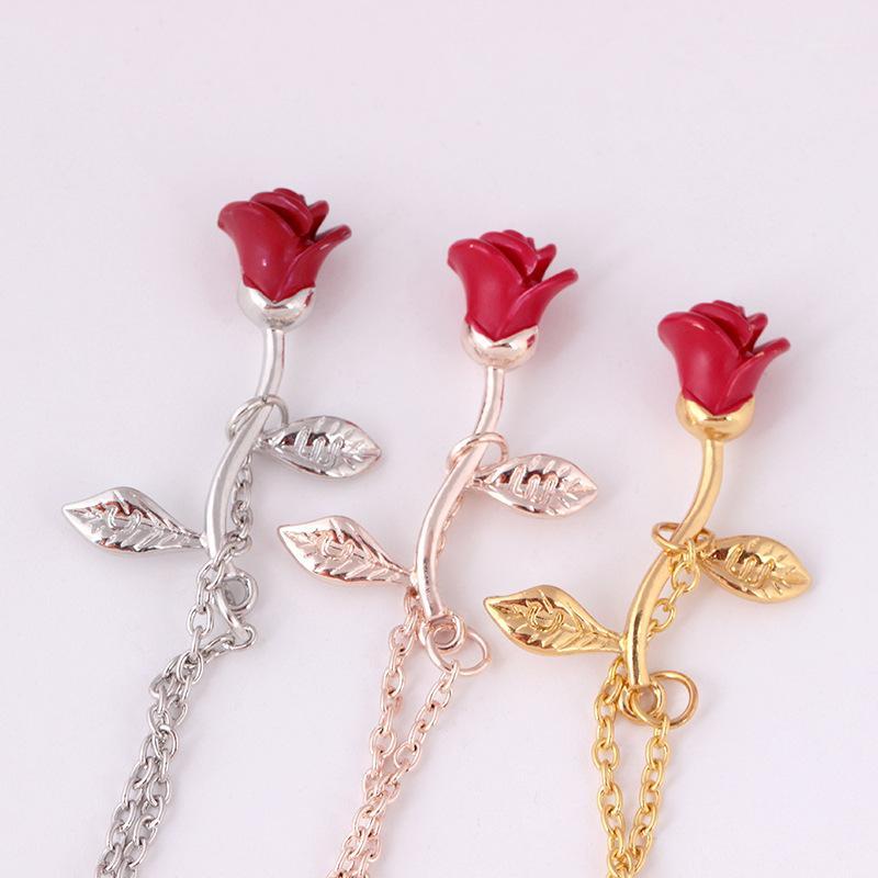 

Beautifully Designed Rose Bracelet Jewelry Simple Charm Women's Red Rose Alloy Bracelet Jewelry Birthday Gift 20201