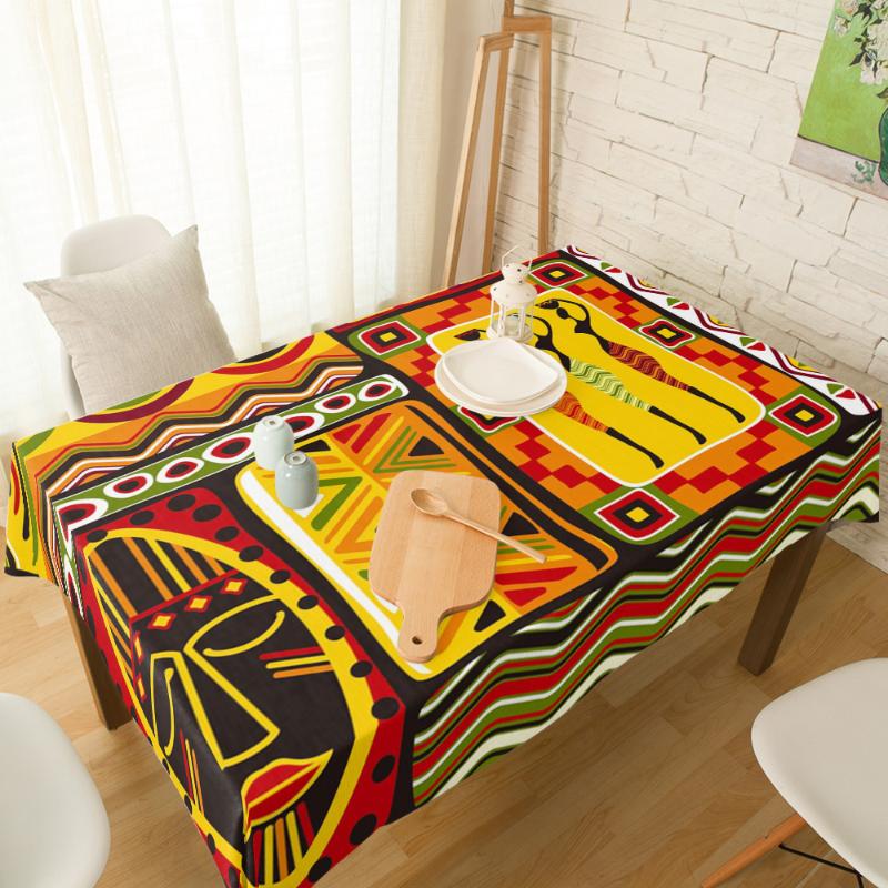 

African Women Geometric Shapes Tablecloth Rectangular Wedding Dining Table Cover Chair Covers Table Cloth Kitchen Decorative, As pic