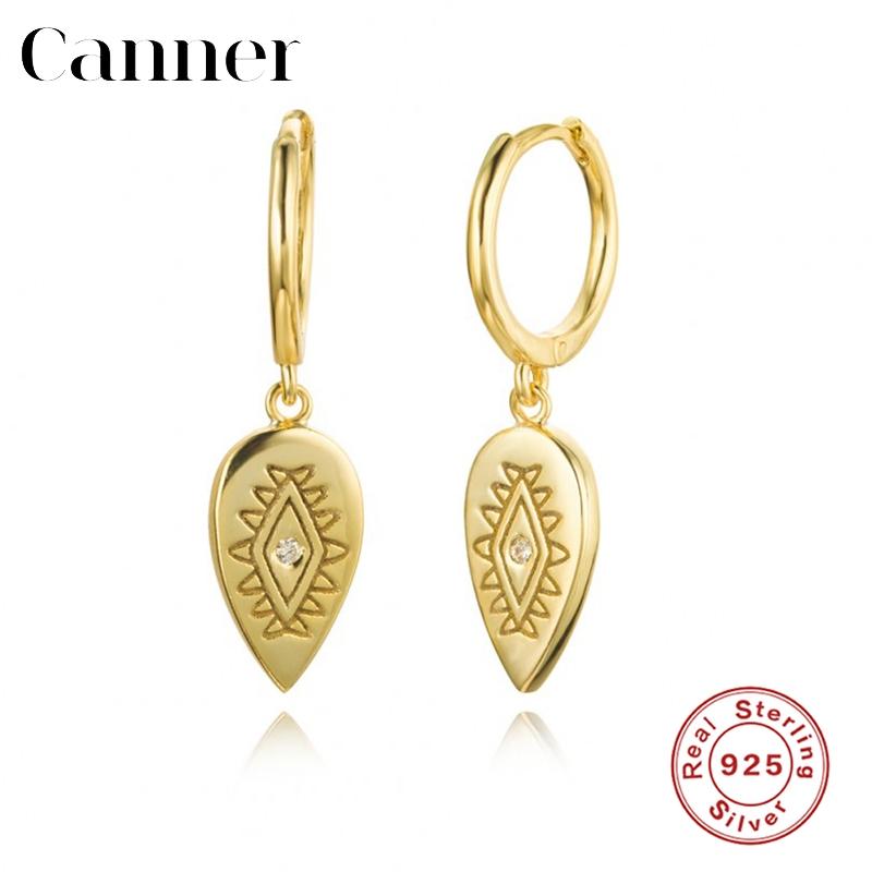 

Eye of the demon Hoop Earrings 925 Sterling Silver Water Drop Inlaid Zircon Earrings Silver Gold Color Trendy Women Jewelry Gift