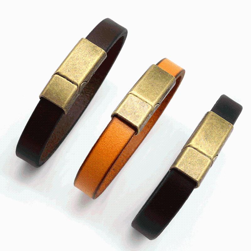 

Geometric Accessories Brown Leather Men's Bracelet Classic Magnet-clasp Luxury Style for Handsome Boys Gift