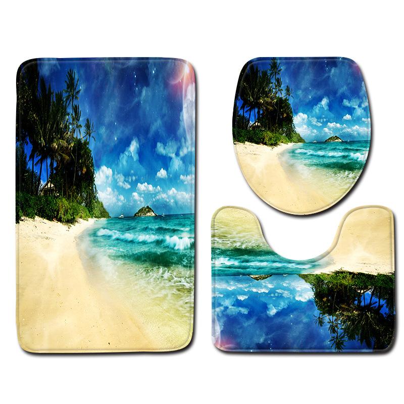 

Scenic Bath Mat Set Anti Slip Carpet Bathroom Rug Absorbent Soft Toilet Foot Mat Microfiber Toilet Set Bathroom Products