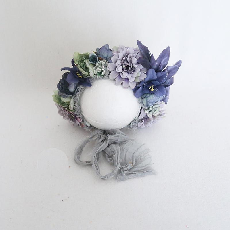

Handmade Floral BonnetBaby Photography Prop Lovely Set Of Lace Hat Vintage Flower Bonnet Prop1, As photo