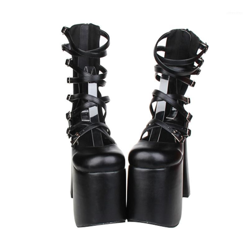 

Boots Princess Sweet Punk Shoes Anime Lolita And Super Heel Round Head With Zipper Black Women Pu70151