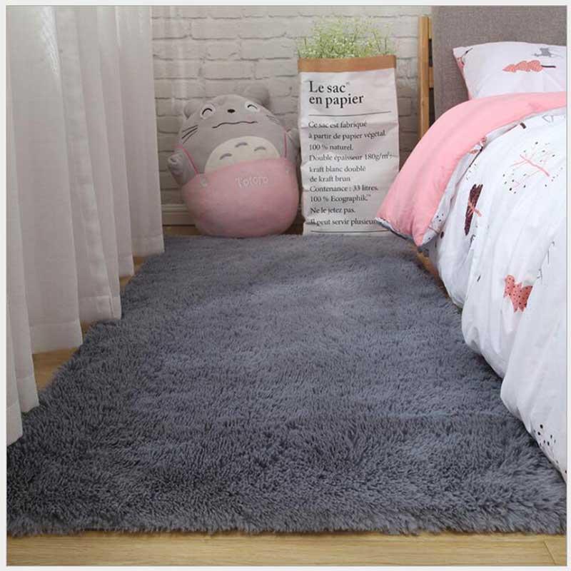 

Shaggy Silkly Carpet Solid Color Fluffy Plush Area Rug Living Room Decor Sofa Foot Mat Bedroom Bedside Carpet Modern Area Rugs, Pink