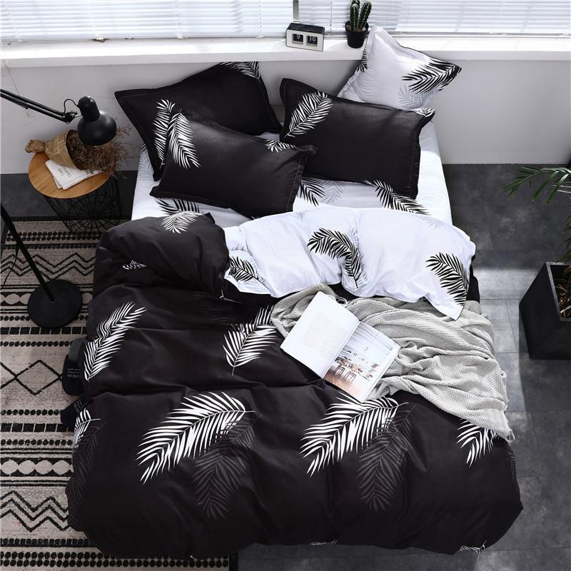 

Black White Tropical Leaves Print Bed Cover Set Duvet Cover Adult Child Bed Sheets And Pillowcases Comforter Bedding Set 610401, 2tj-61048-004