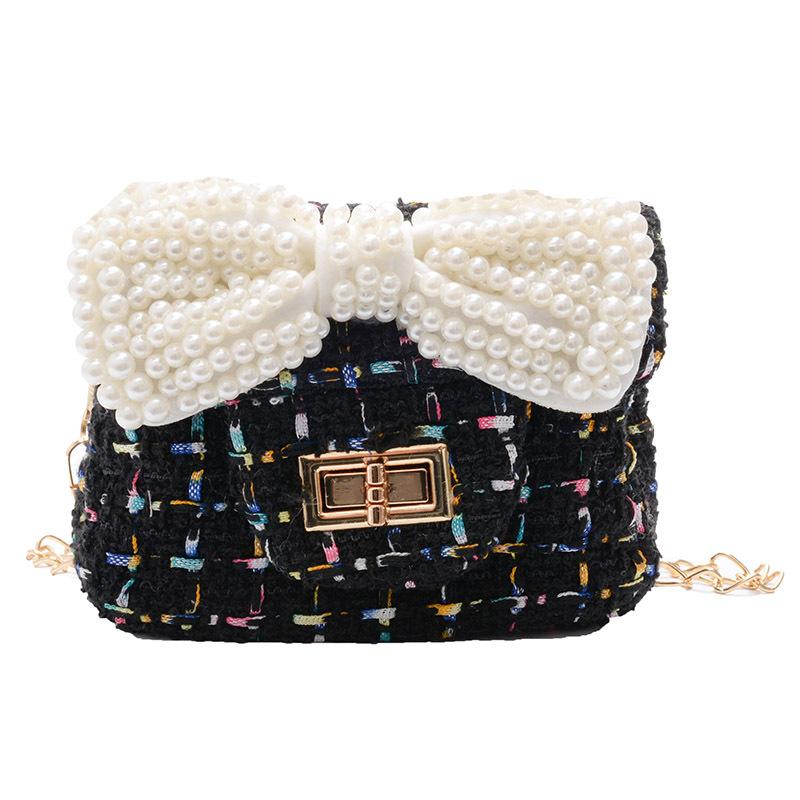 

Children's Mini Handbag 2020 Cute Pearl Bow Crossbody Bags for Kids Girls Small Coin Wallet Pouch Baby Money Change Party Purse, Black