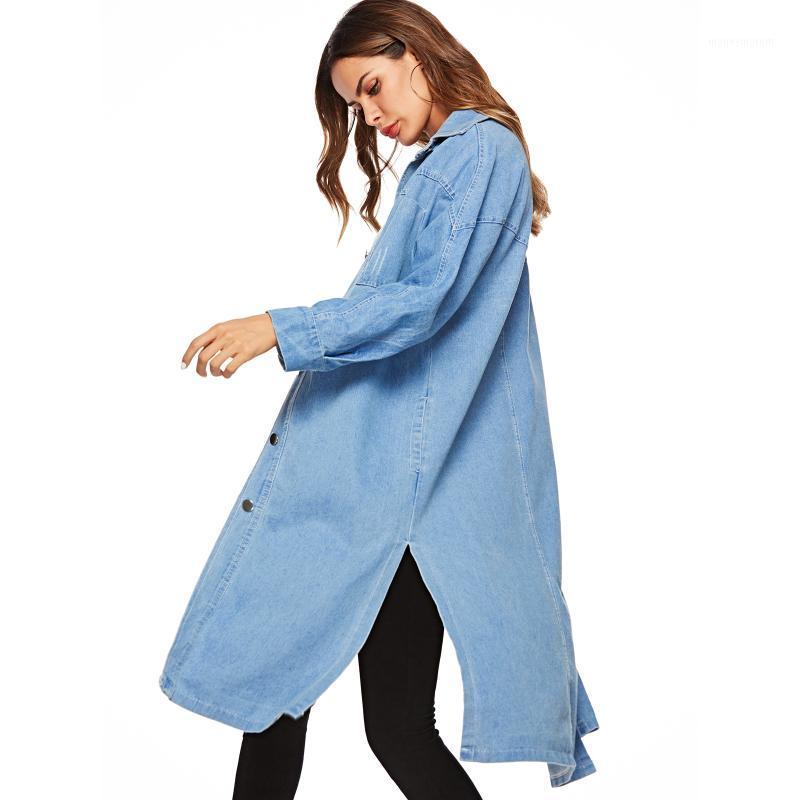 

VANOVICH Europe Fashion Denim Trench Coat for Women 2020 Spring and Autumn New Ladies Windbreaker Casual Women Clothing1, Blue