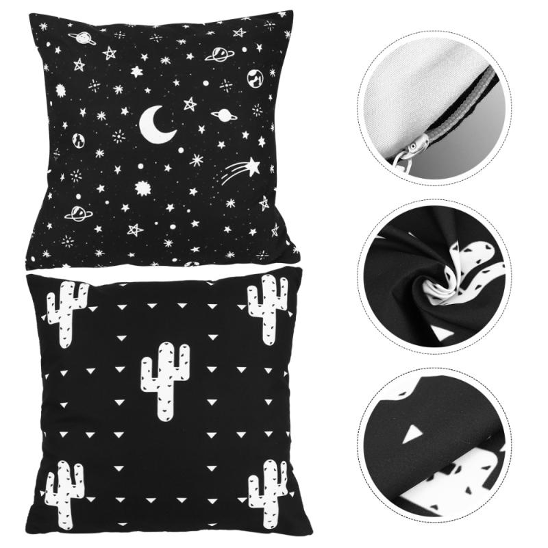 

2pcs Pillowcase Decorative Fashionable Simple Modern Black Pillow Case Pillow Cover Protector for Couches