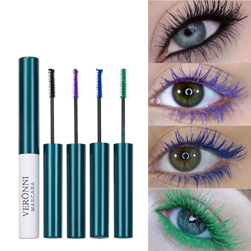 

VERONNI Makeup Color Mascara Waterproof Fast Dry Eyelashes Curling Lengthening Volume-Express Eye Lashes Blue Purple Mascara, Black 01