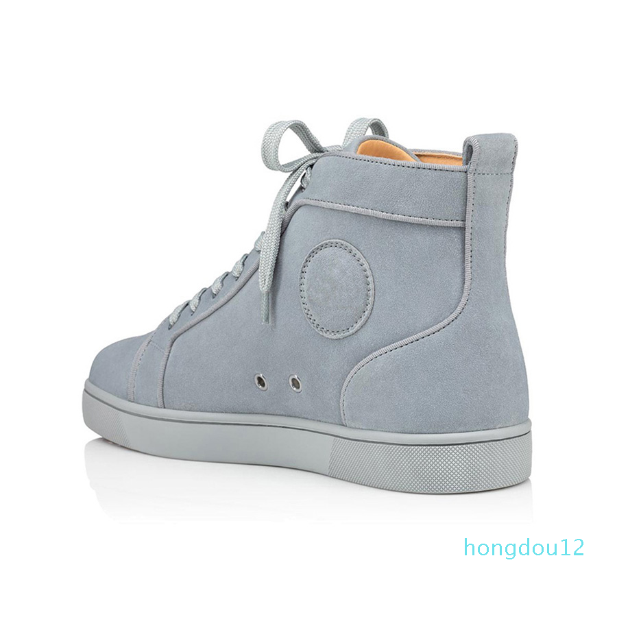 

High Tops Sneakers Luxury Red Bottom Dress Shoes Trendy Lous Orlato Flat Classic Men Women Elastic Grey Burgundy Blcak Suede Design Outdoor, #3