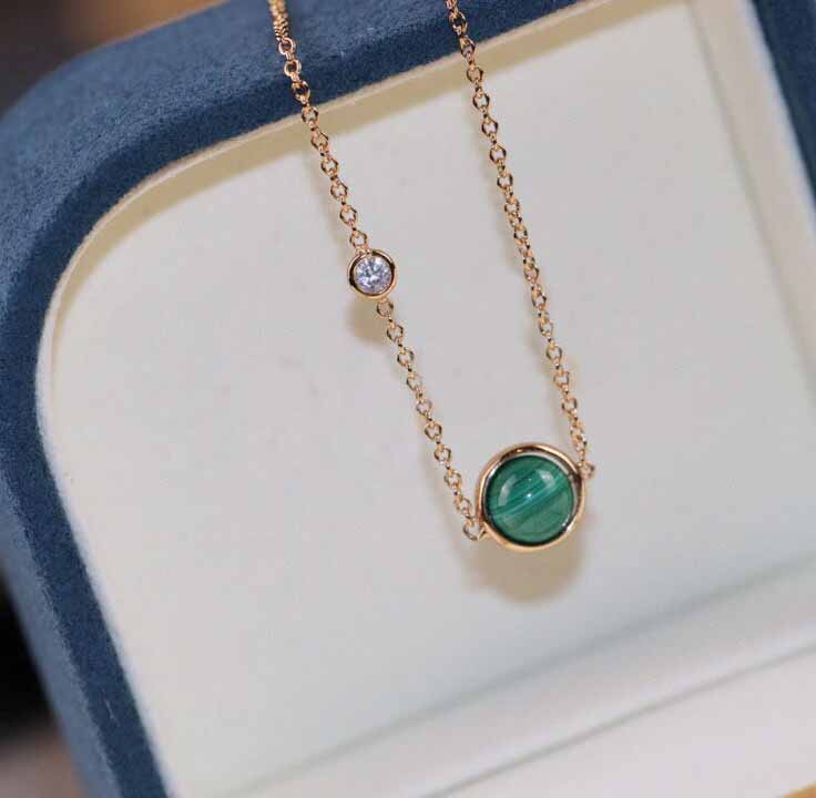 

Luxurious quality pendant necklace with diamond and moveable beads in 18k rose gold plated red agate turquoise malachite women wedding jewe