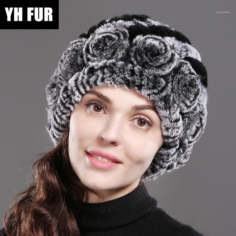 

New Fashion Winter Women Genuine Rex Fur Hat Lady Warm Knitted Real Rex Fur Cap Good Elastic 100% Natural Hats1, Grey black