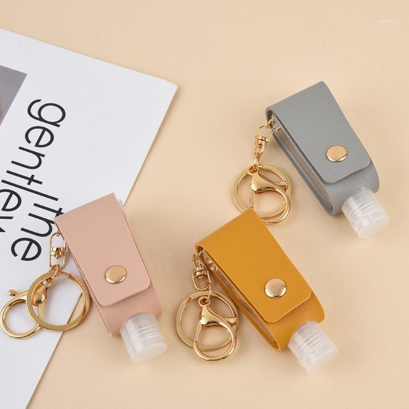 

Portable Empty Travel Bottle 30ml PU Leather Pouch Holder Keychain Refillable1