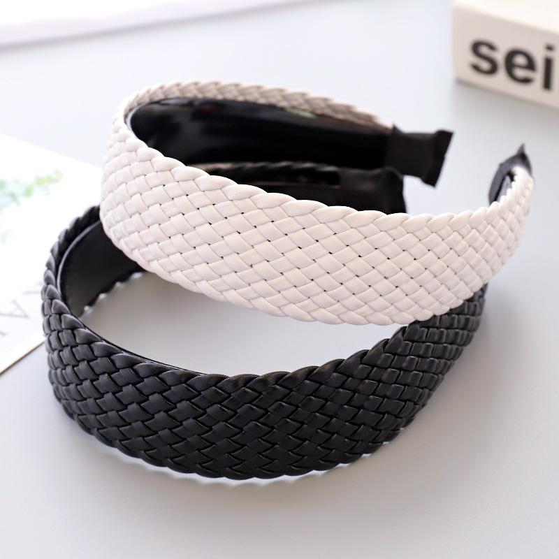 

2020 Christmas Gift Vintage PU Leather Braided Bezel Hair Band Women Headband Girls Hair Accessories Clips Opaska Do Wlosow