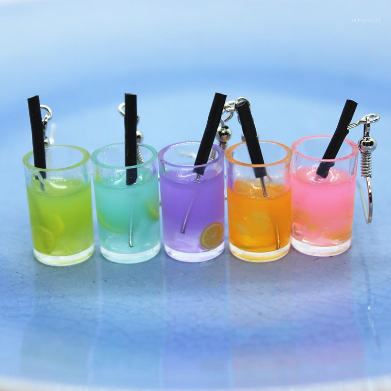 

2020 New Personality Lemon Juice Cup Earrings Women's Fashion Creative Simulation Drink Cup Jewelry Funny DIY Gifts1