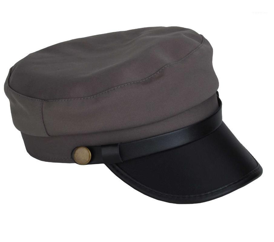

NEW Arrival Leather Hats Brim Spring Winter All match Sailor Cap Women Style Hats Drop Shipping For Ladies1, Black