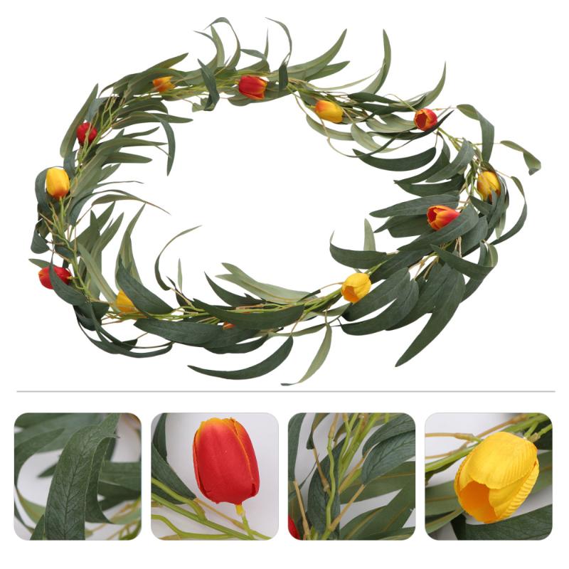 

1pc Simulation Rattan Wall Hanging Rattan Decoration Wedding Adornment, Orange