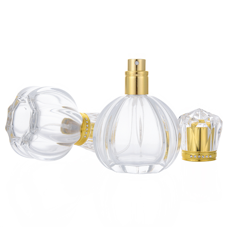 

Empty Packing Perfume Bottles Vintage Pumpkin Shape Fragrance Spray Bottle Refillable Crystal Glass Atomizer Fine Mist 50ml 1.7 oz