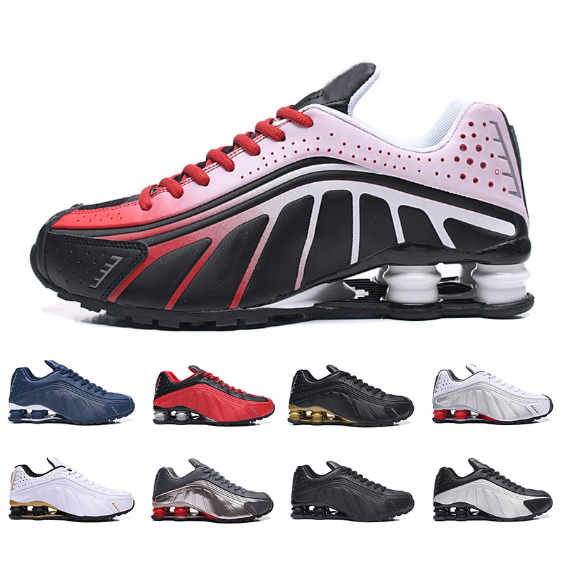 

mens shox running shoes R4 athletic Triple Black white trainer outdoor men women trainers sneakers size 40-46 Top Quality, Pay for box