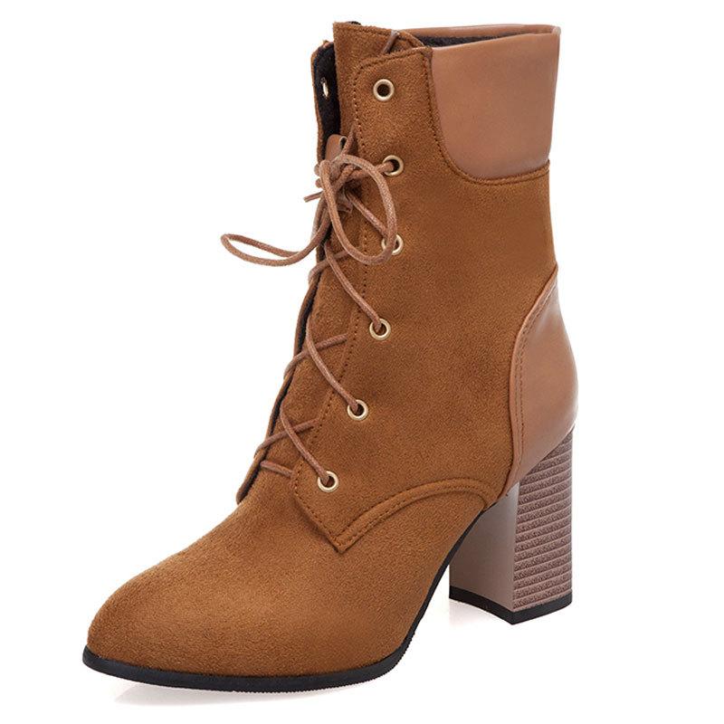 

Women's Rubber Boots Shoes Luxury Designer Lace Up Rain High Heel Fashion Ankle Ladies Large Size Pointy Pointed Toe Solid Rome