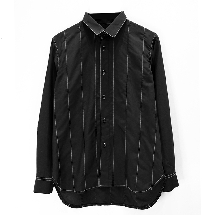 

2021 New S-6xl!! Homemade Man's Shirt with White Thread Long Sleeve. MAYI, Black