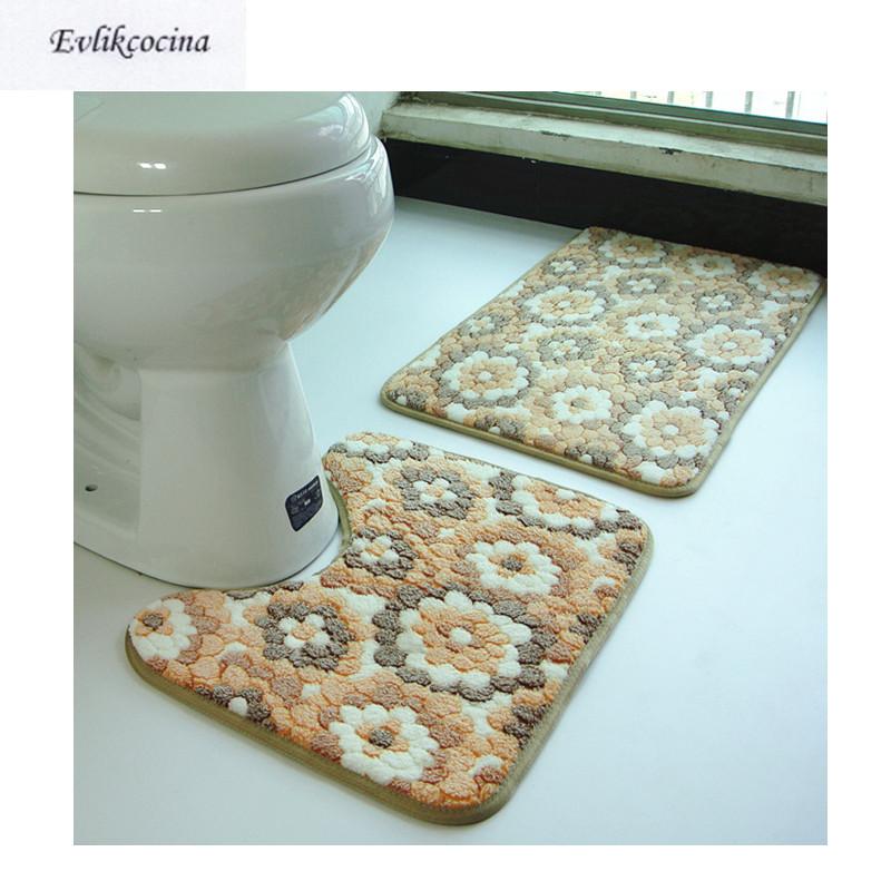 

Free Shipping 2pcs Coral Velvet Bathroom Bath Mat Set Non Slip 45x50cm and 50x80cm Tapis Salle De Bain Tapete Banheiro
