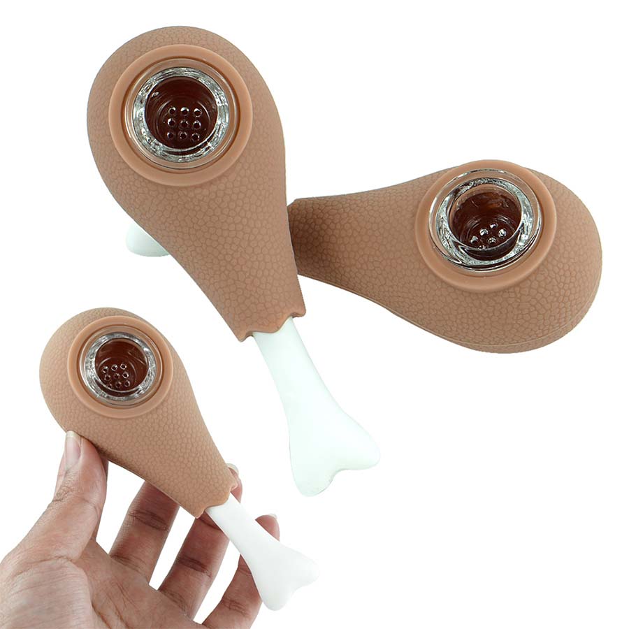 

Chicken leg silicone hand pipe 4.6'' tobacco dry herb dab rig oil pipes spoon pipe
