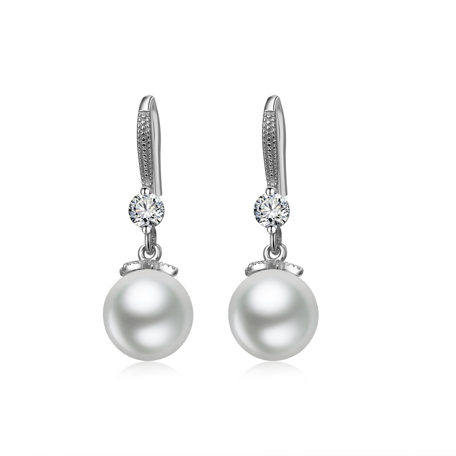 10mm 12mm perle femmes mode fleur perle boucles d'oreilles femmes S925 boucles d'oreilles en argent Sterling Net rouge véritable argent boucles d