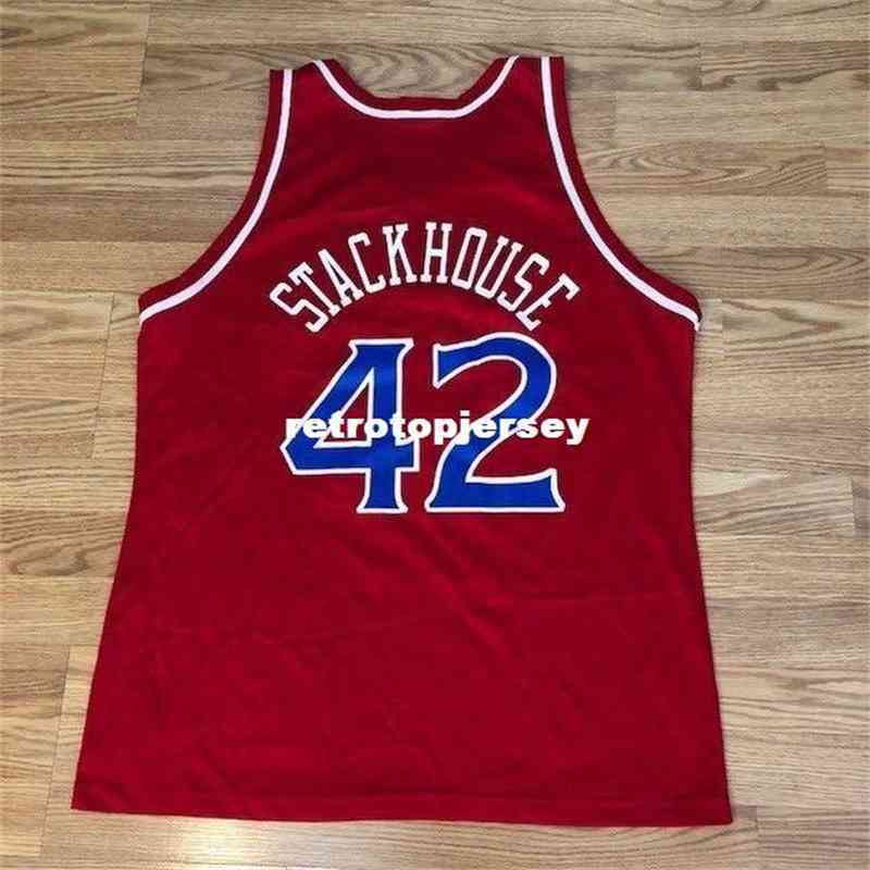 

Sewn High Quality Champion Jersey #42 Jerry Stackhouse Mens Red Vest Top Size Xs-6xl Stitched Basketball Jerseys vest Shirt