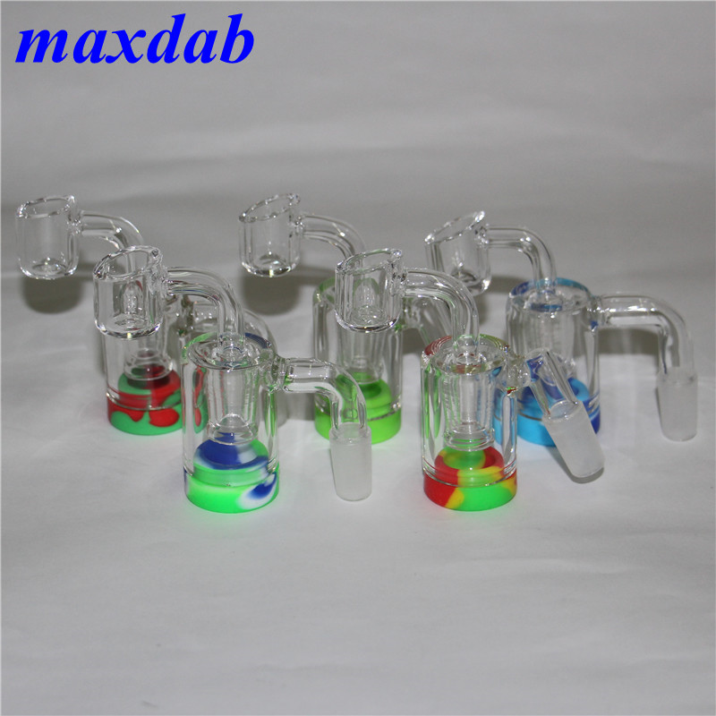 

Smoking Glass Reclaim Catcher ash catchers with 5ml silicone containers and 14mm joint Quartz Banger nail for hookah bong oil rig