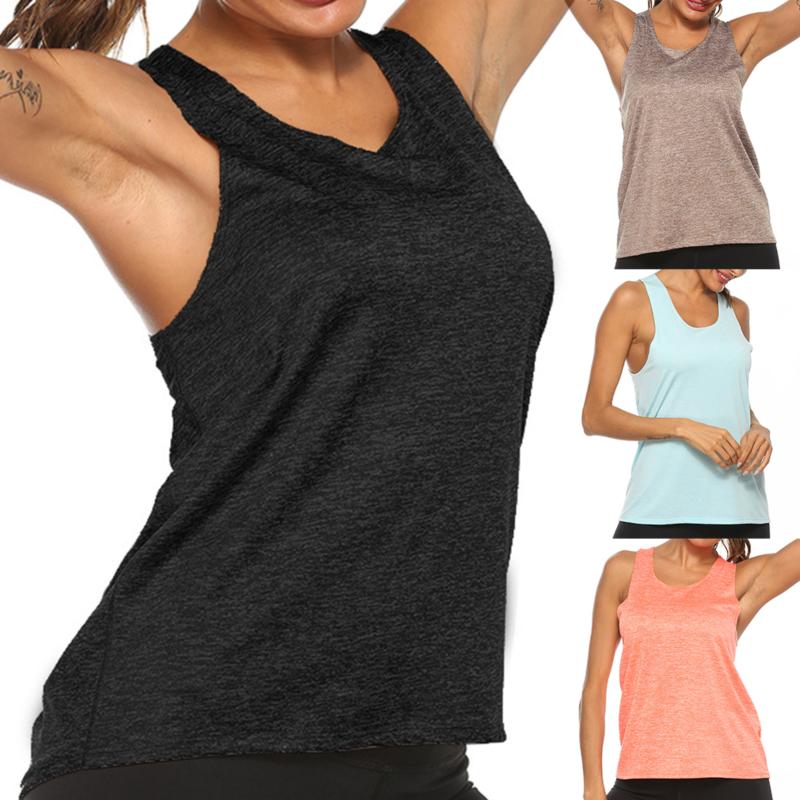 

Women Yoga Tank Tops Quick-dry Exercise Women' Workout Gym Clothes Sports T-Shirts Fitness Top Women Shirt Sportswear, Black