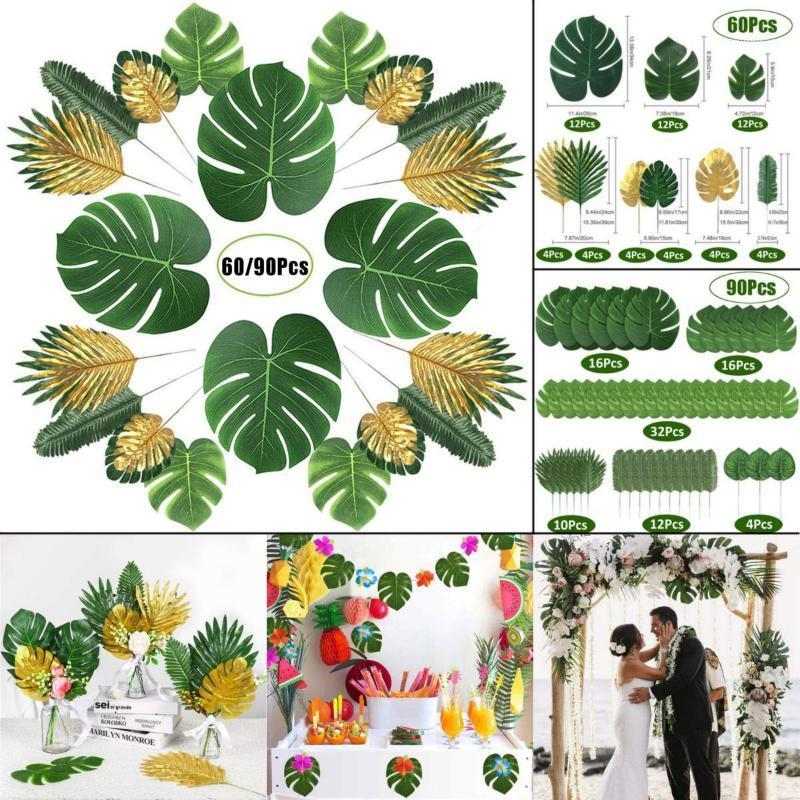

Artificial Palm Tropical Palm Leaves for Hawaiian Luau Summer Theme Decor Jungle Foliage Home Garden Wedding Decoration 60/90PCS1, 60pcs