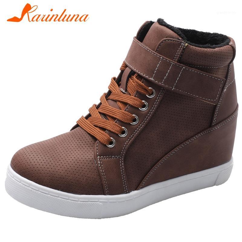 

KARIN Brand New Big Size 35-42 Female Ankle Boots Round Toe shoelace Flat With Boots Women 2020 Leisure Office Shoes Woman1, Black