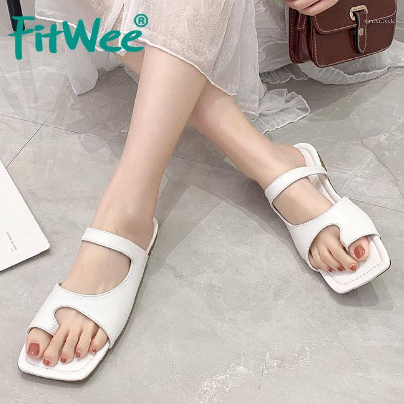 

FITWEE 5 Colos Women Slippers Fashion Flip Flop Flats Summer Shoes Woman Casual Daily Lady Stay Home Dress Footwear Size 35-401, White