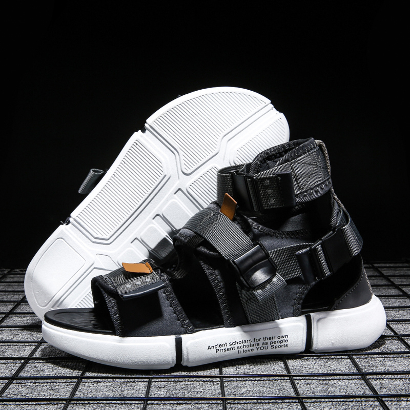 

Mens Sandals Shoes Man Casual High Top Slipper Summer Gladiator Male Flats Slippers Comfortable Beach Outdoor Sandal Flip Flops T200420, Gray
