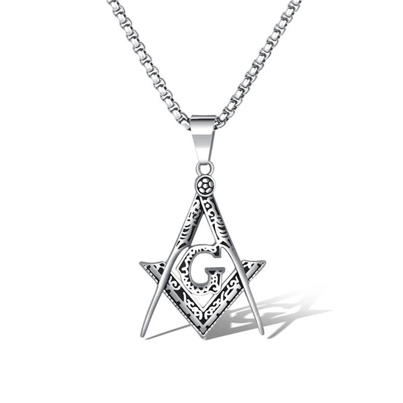 

Women Jewelry Freemason Masonic Necklaces Charm Bling Compass Hip Hop Believer Accessories Gift for Fans